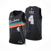 Maglia San Antonio Spurs Deaaron fox No 4 Citta 2025-26 Nero